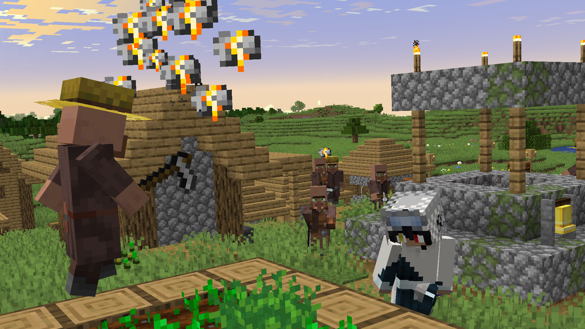 A whole village chasing a player down