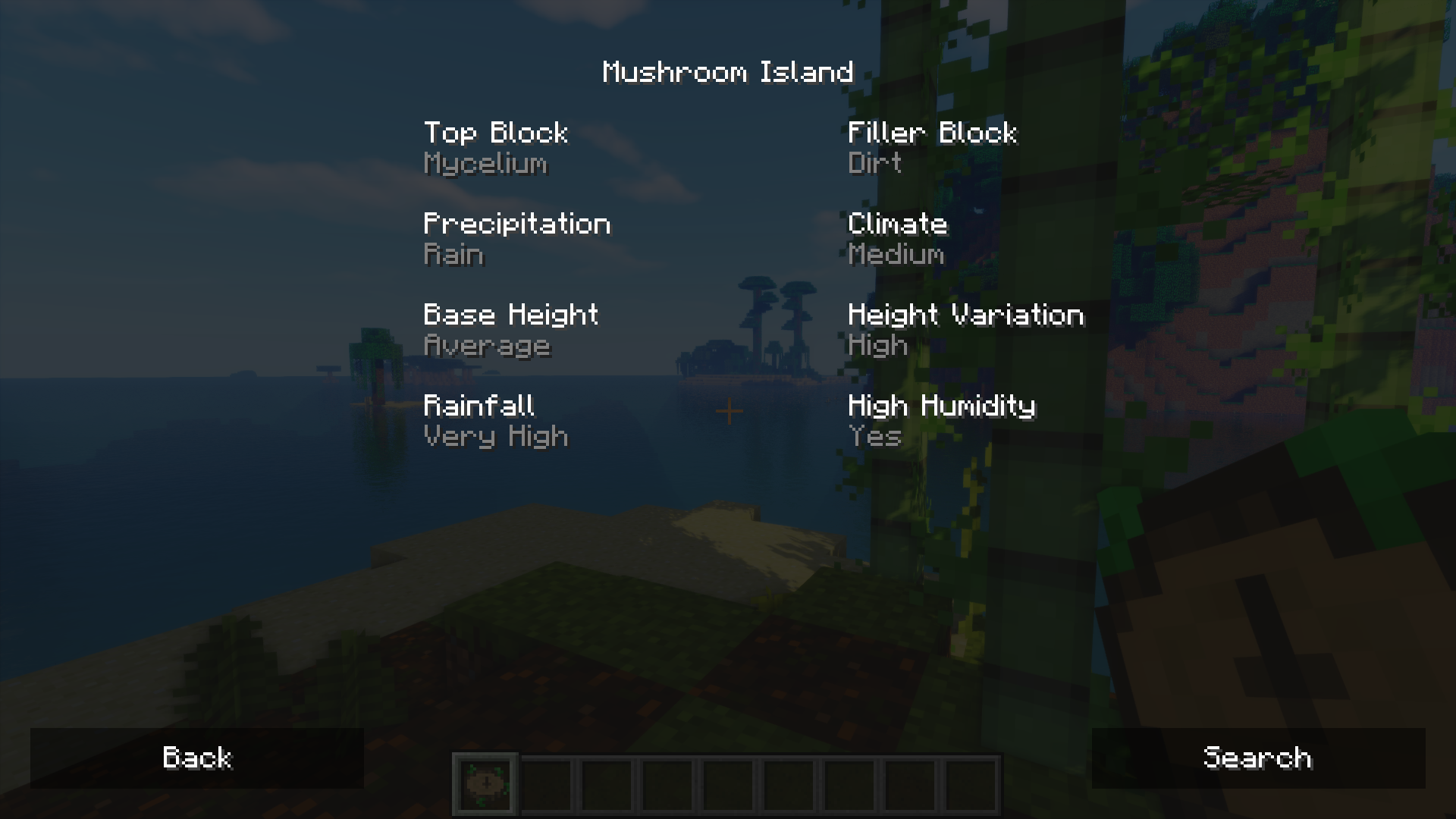 The biome information GUI