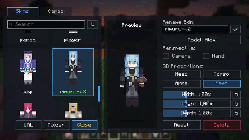 Editing parameters