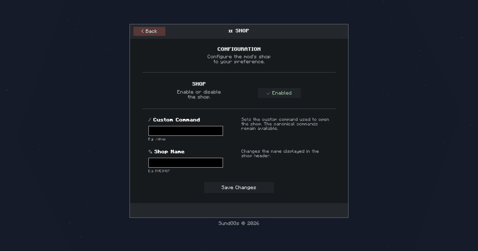 AVECOINS Admin Shop Configuration Editor