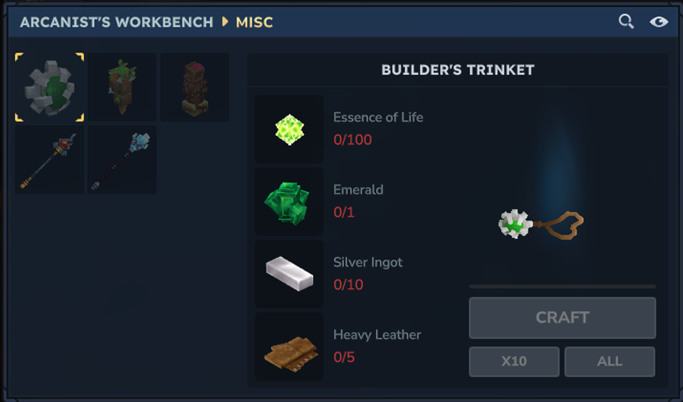 Crafting the Builder's Trinket