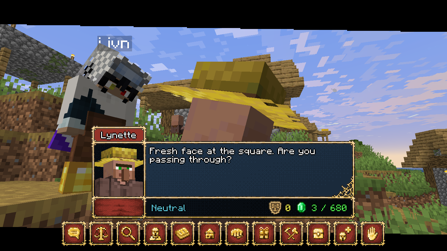 A player talking to a villager