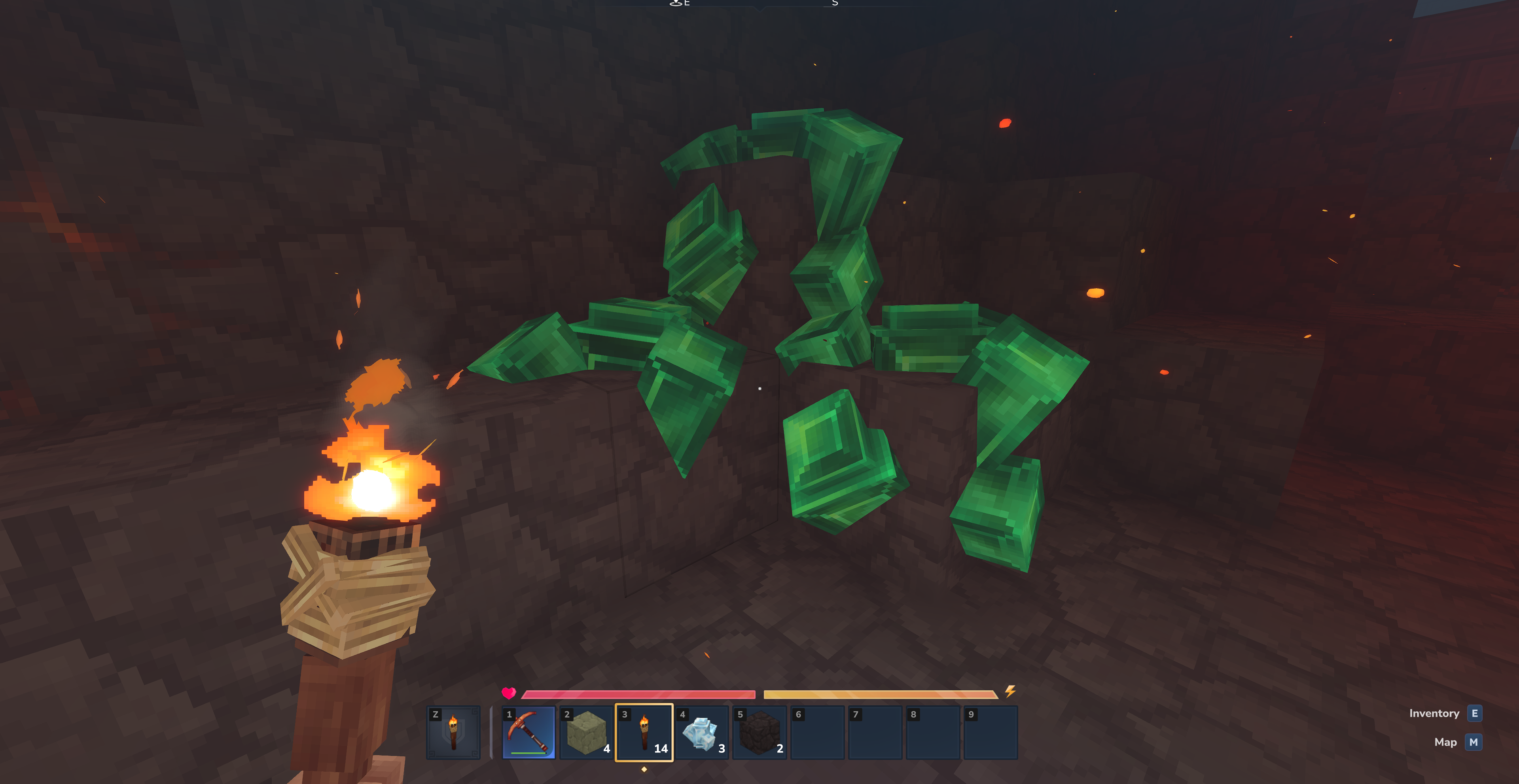 Naturally generated emerald ore vein