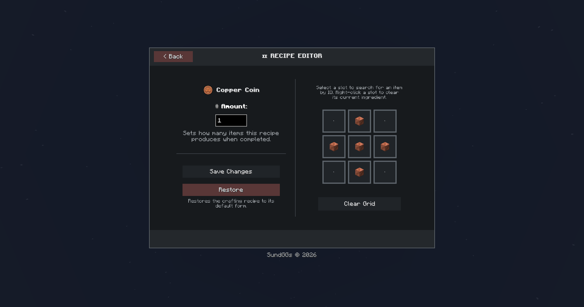 AVECOINS Custom Coin Crafting Recipe Editor