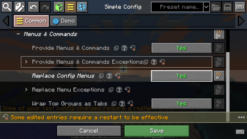 Settings - Common settings