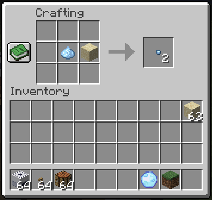 Crafting recipes for crystal seeds made from processed dust
