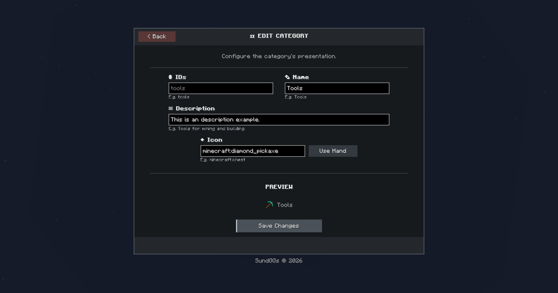 AVECOINS Admin Shop Category Creator and Editor