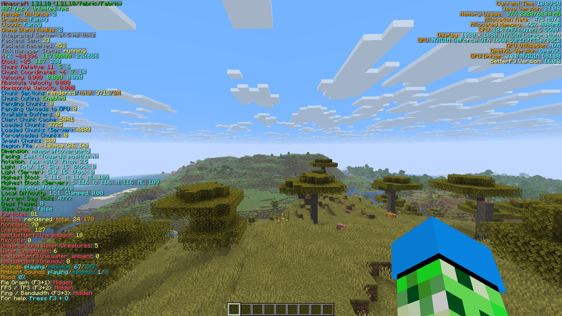 Modpack, No Resource Packs, Fullscreen - 32 Chunk, Fancy