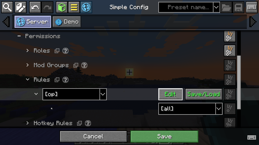 Settings - Server rules