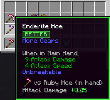 Modded gear compared the same way