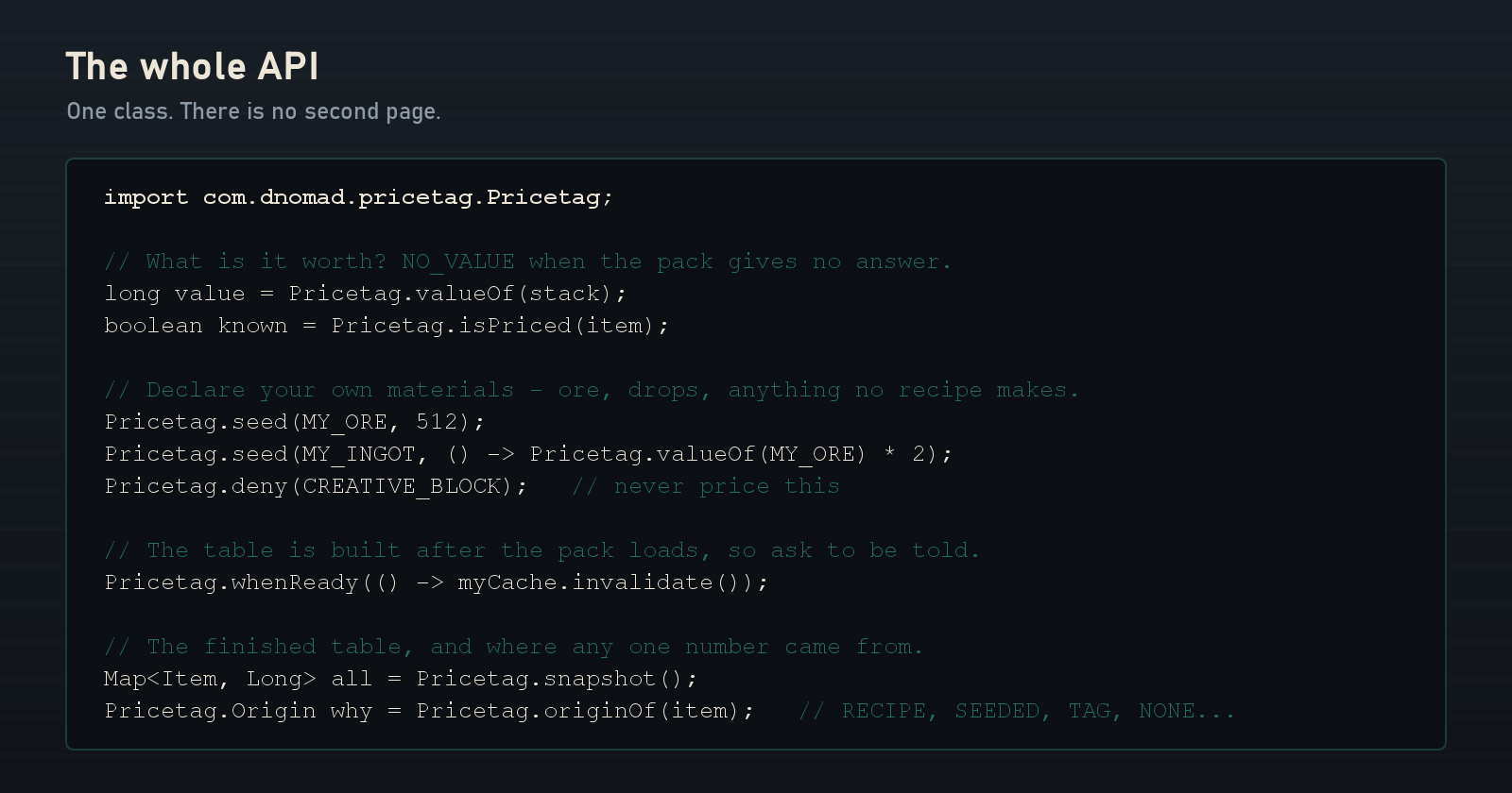 The Pricetag API
