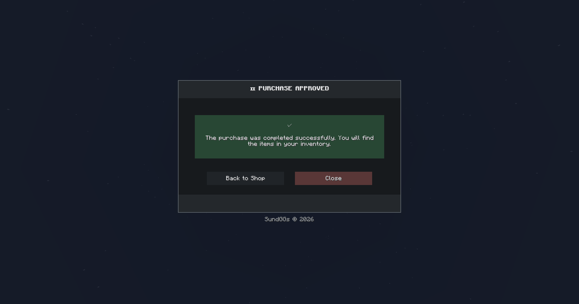 AVECOINS Admin Shop Purchase Confirmation