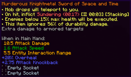 An affixed Knightmetal Sword