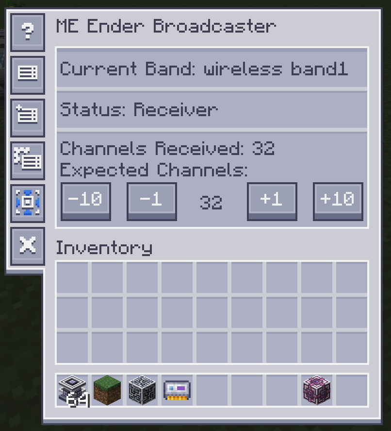 Ender Broadcaster receiver usage view displaying channel allocation