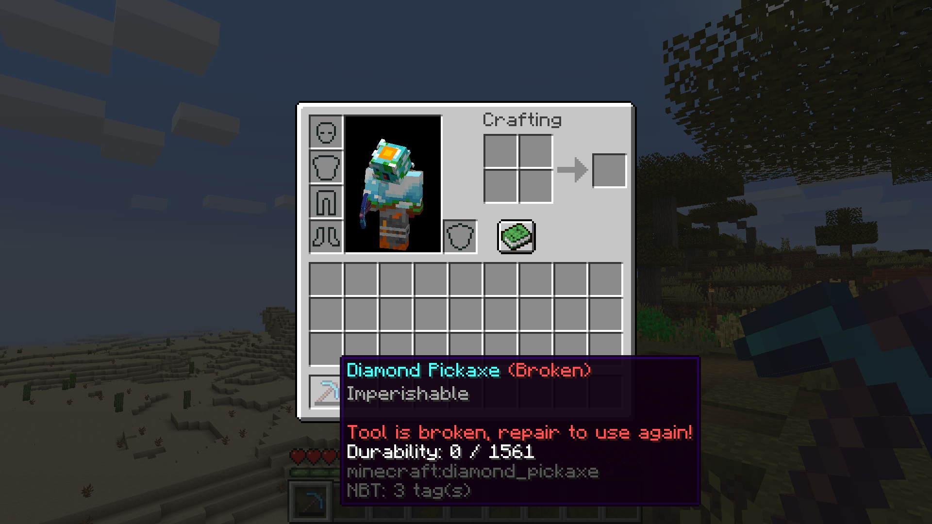 Broken pickaxe with Imperishable