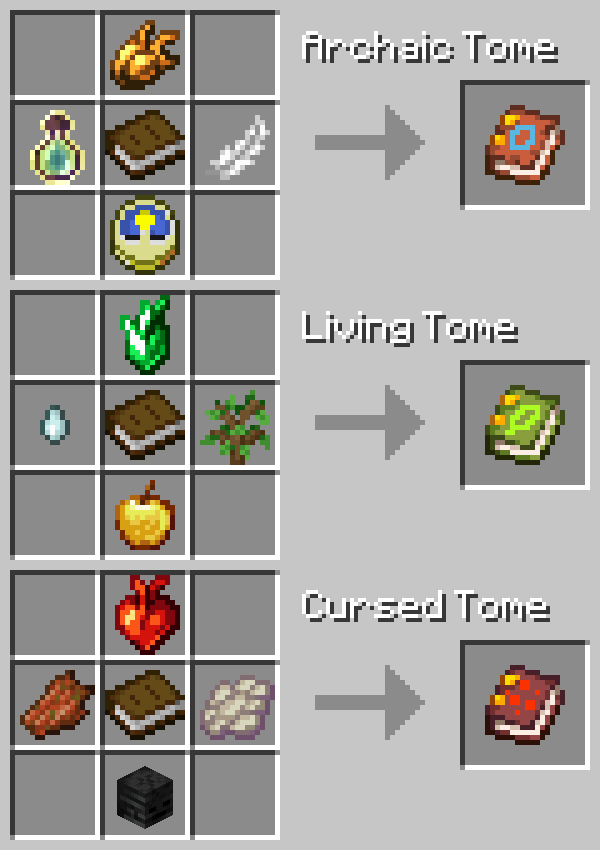 Crafting recipes for Tomes mod!