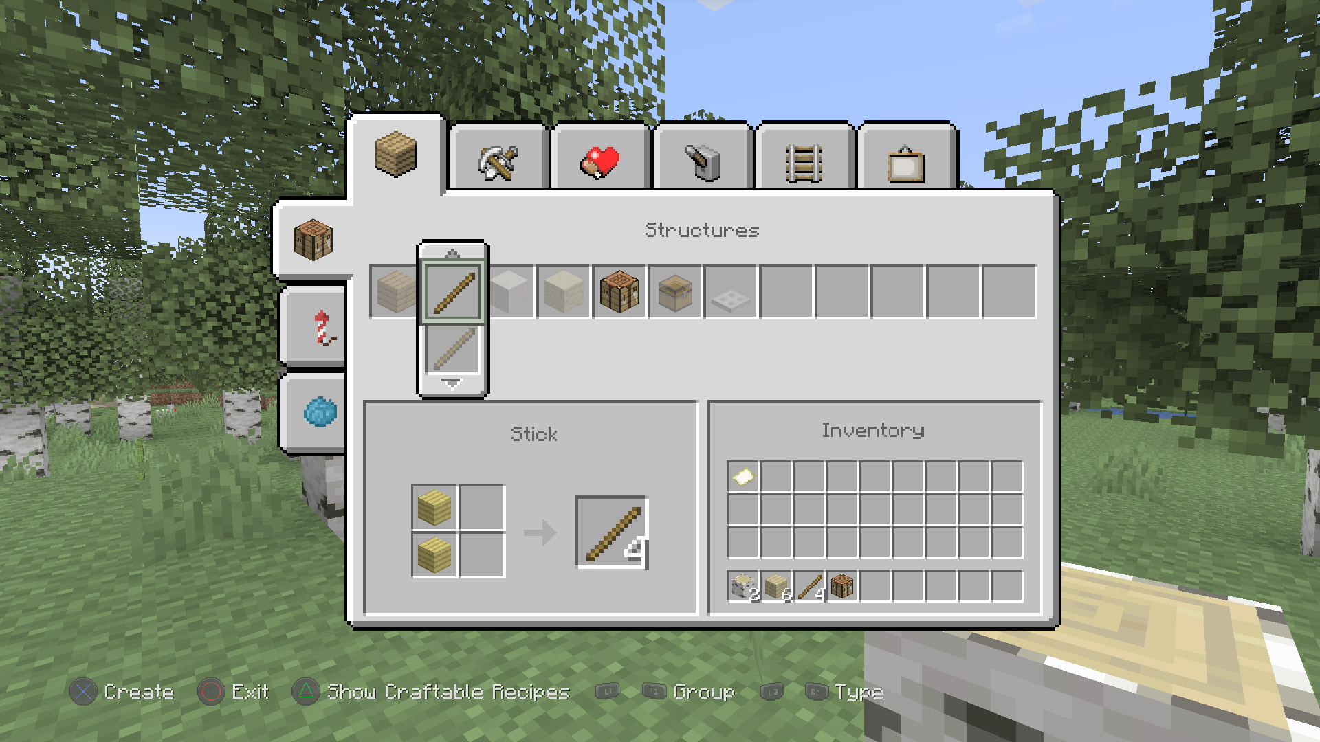 Crafting menu