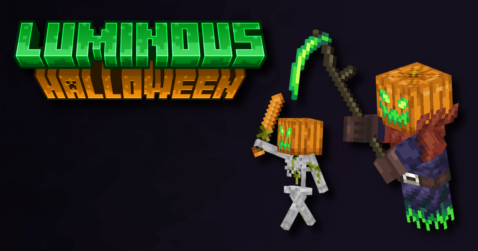 Luminous Halloween adds a new boss - the Horseless Headsman - which can be spawned in using an iron golem like statue made of moon stone and a jack o lantern. Moon stone can be made with Moon Shards, dropped rarely from all mobs during a full moon!