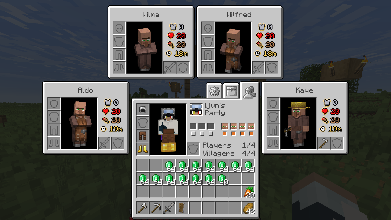Four villager party GUI