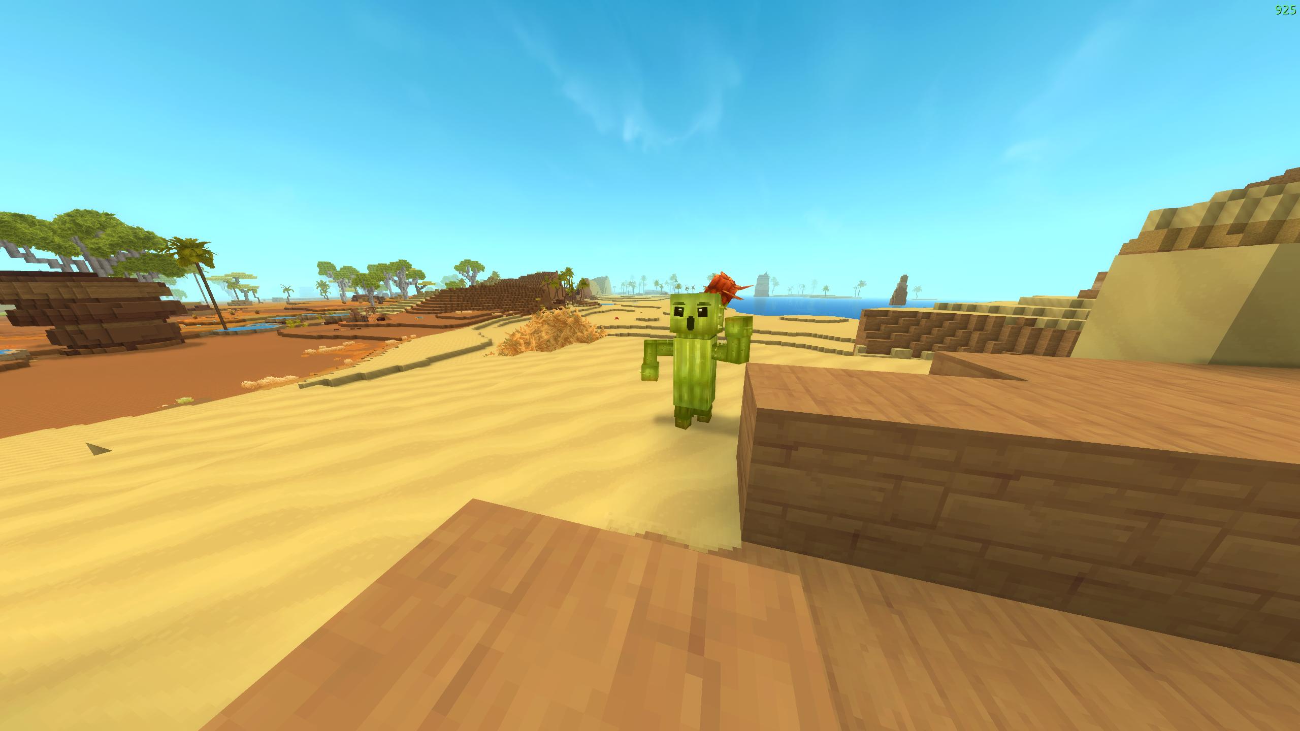 cactuar/cactee on top of a small hill with rocks in the foreground and savanna/ocean in the background