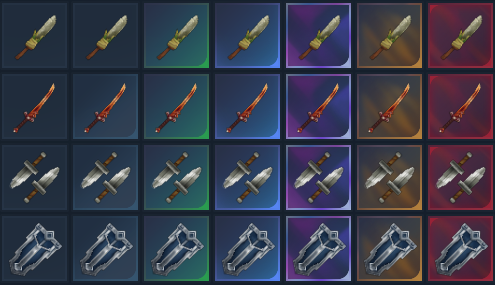 The seven Grades on weapons and tools