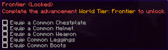 Unlock criteria for World Tier: Frontier