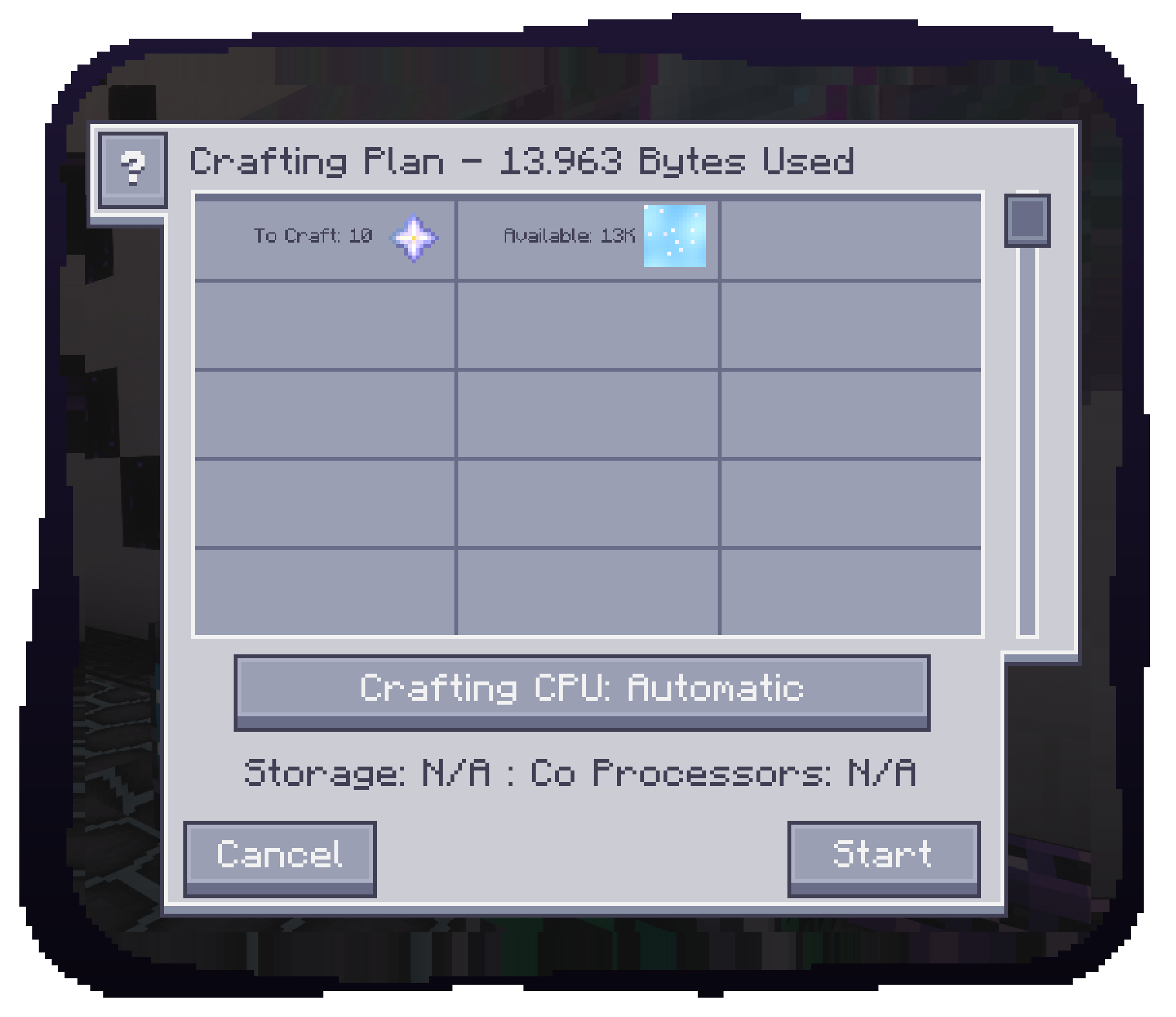 An AE2 crafting plan spending essence