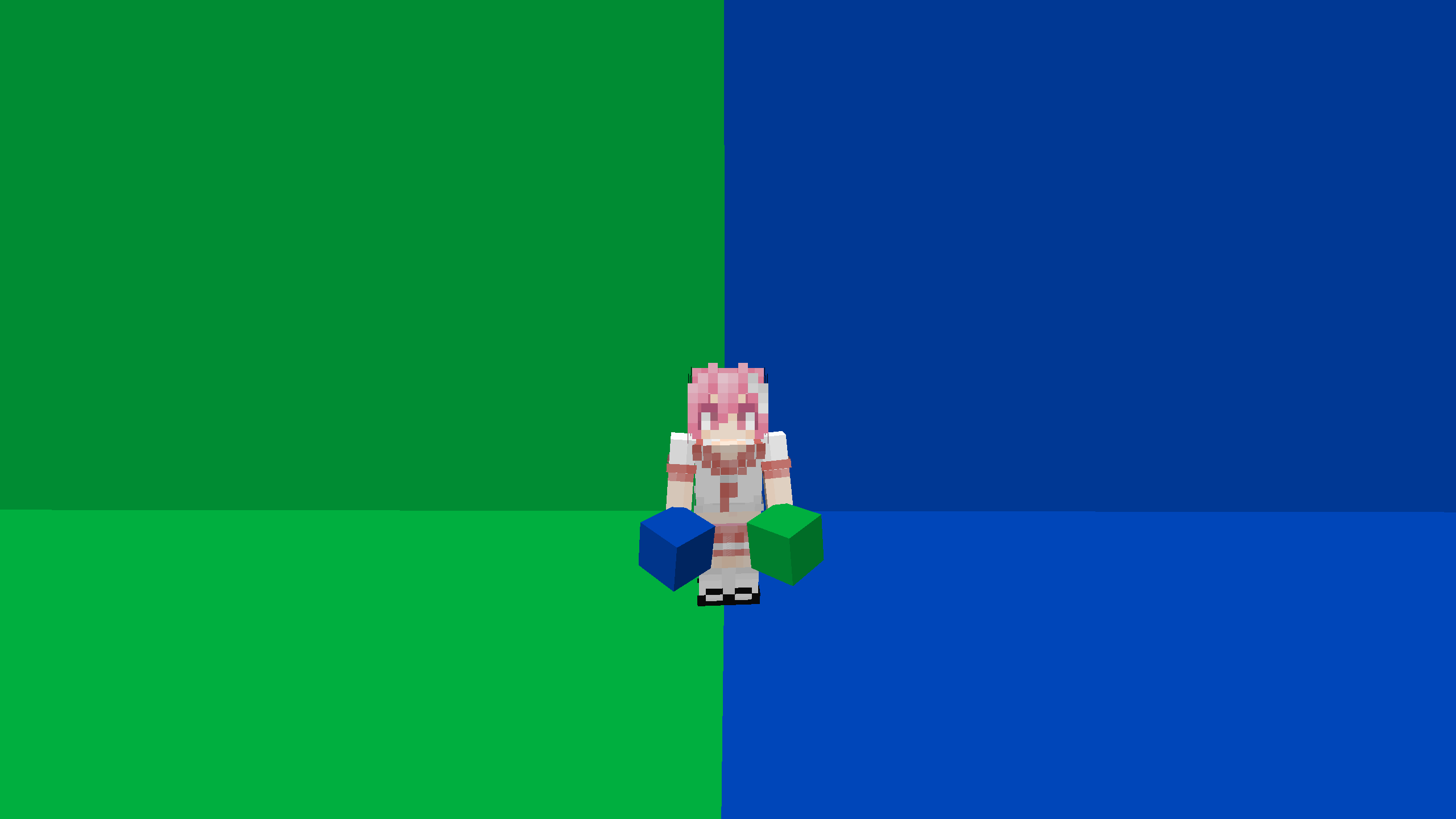 example of the geen and blue screen blocks in game