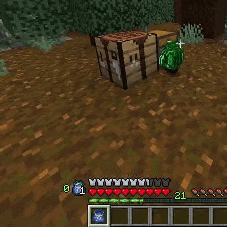 emeralds being automatically stored by the pouch "auto pick-up" feature