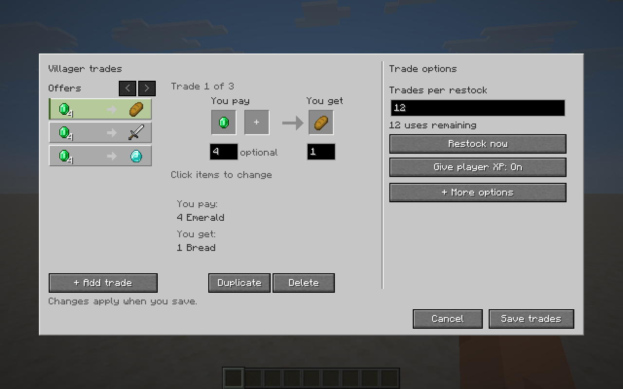 Custom villager trades