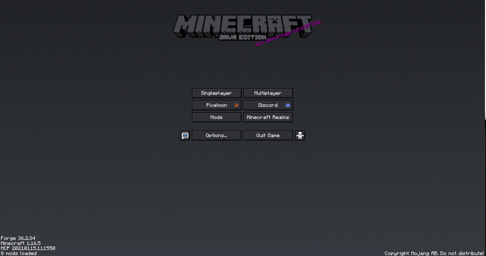 Roanoke SMP Modpack Menu Screen