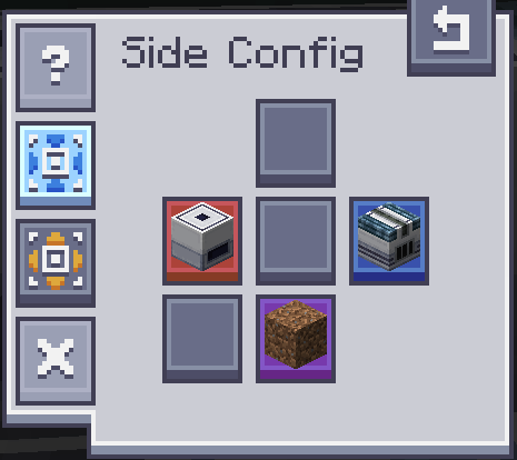 Machine side configuration GUI showing per-face input and output settings