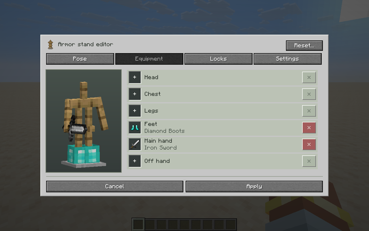 Armor stand equipment