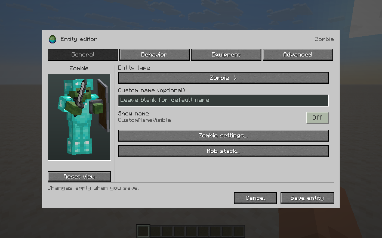 Entity editor
