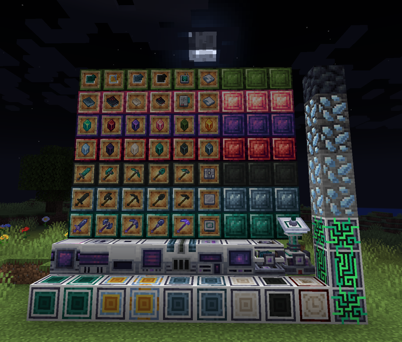 All items and blocks added by AECS including crystals, machines, tools, and ME devices