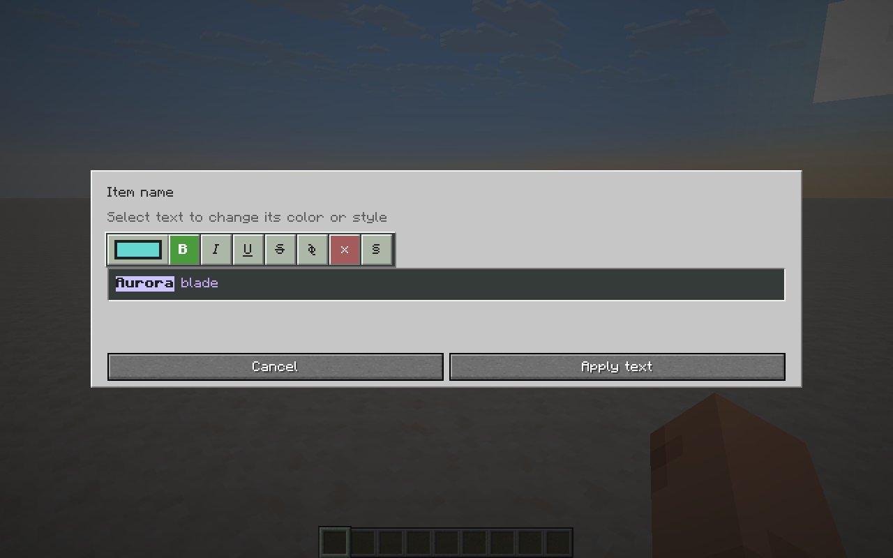 Styled item name