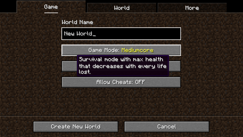 World Creation Option