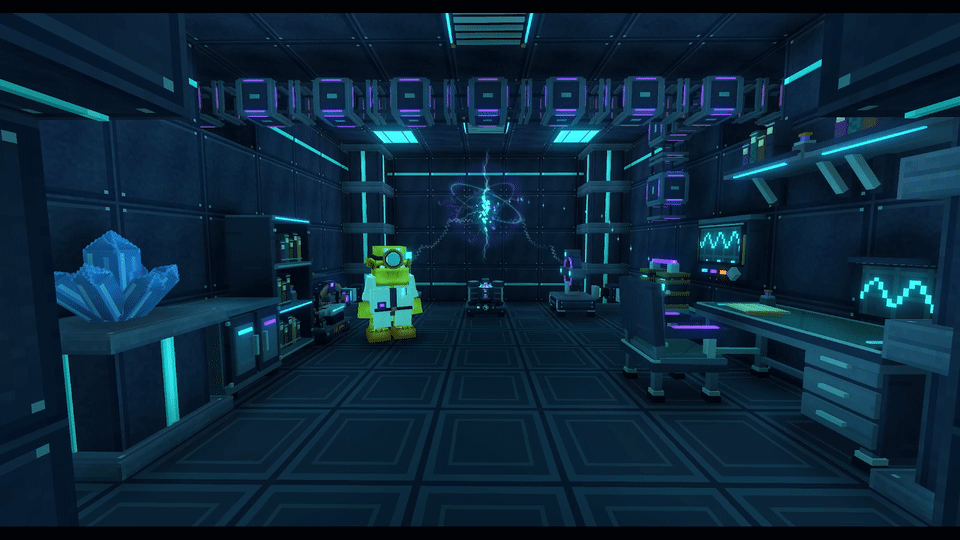 A furnished Strange Matter laboratory in Hytale