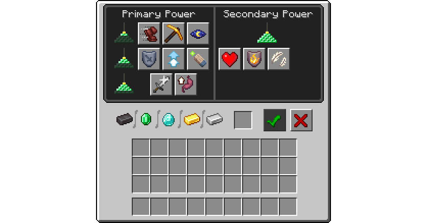 In-game screenshot of the beacon menu