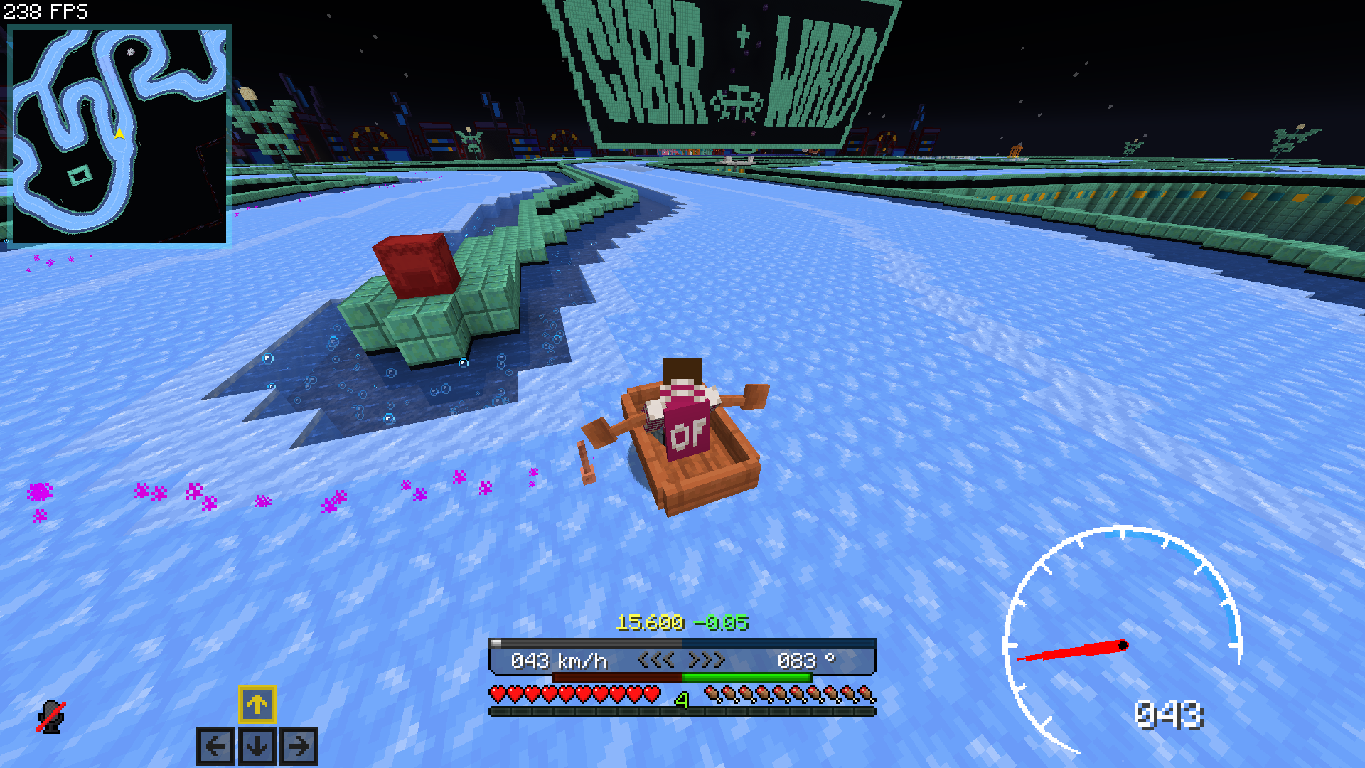 A screenshot showing all toggleable visual elements added by the modpack.