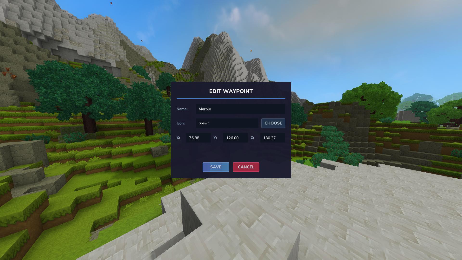 Waypoint edit view