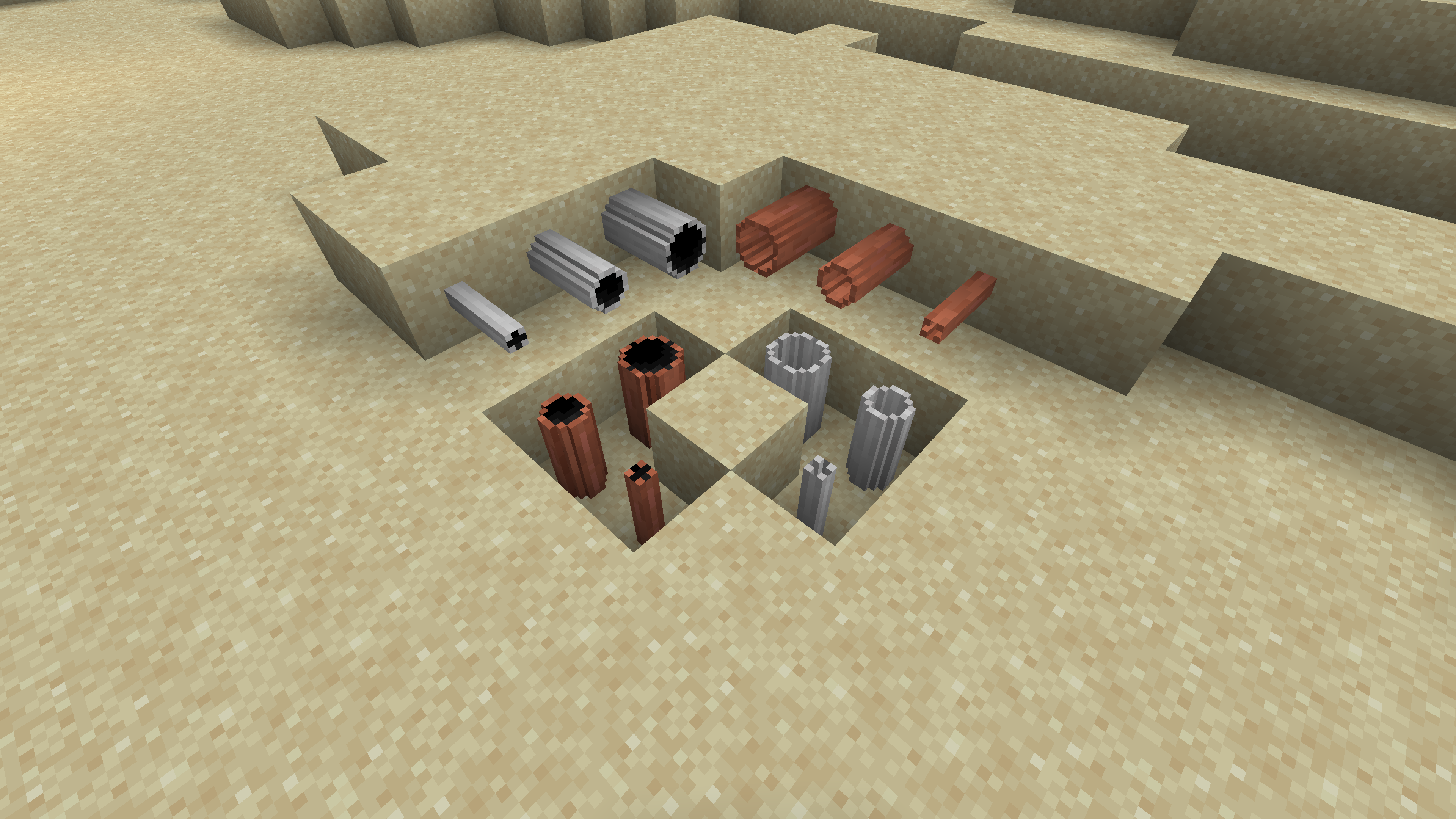 Pipes, before and after resource pack