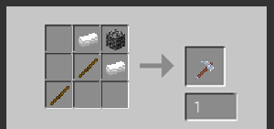 Two sticks, two iron, and one cobble.